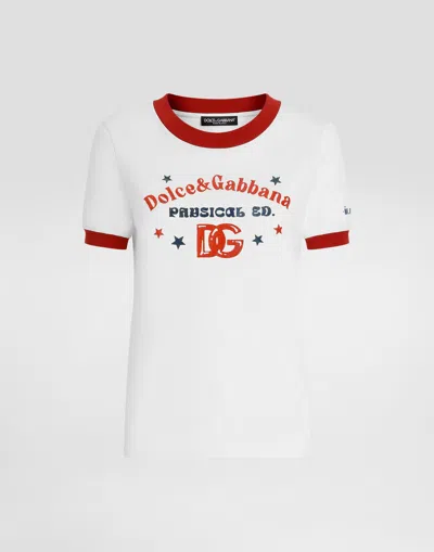 Dolce & Gabbana T-shirt In Jersey Con Stampa In White