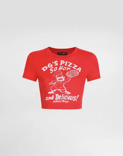 Dolce & Gabbana Jersey T-shirt With Print And Embroidery In Multi