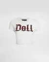 Dolce & Gabbana Graphic Print Cropped Top With Short Sleeves In White