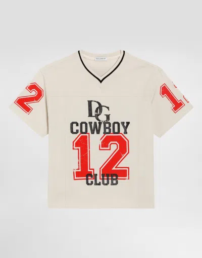 Dolce & Gabbana Kids' Jersey T-shirt With Print In White