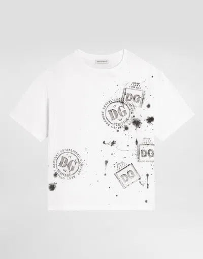 Dolce & Gabbana Kids' Jersey T-shirt With Print In White