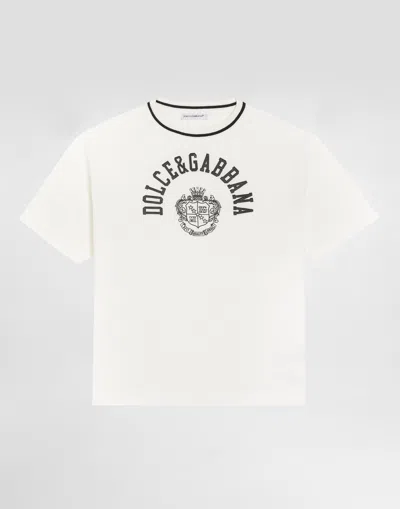 Dolce & Gabbana Kids' Jersey T-shirt With Print In White