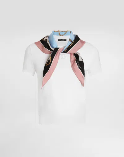 Dolce & Gabbana Silk-trimmed Cotton-blend Jersey T-shirt In White
