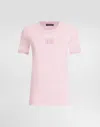 Dolce & Gabbana Jersey T-shirt With Raised Dg Logo Embroidery In Pink