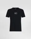 Dolce & Gabbana Jersey T-shirt With Rhinestone Dg Logo Embellishment In Black
