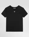Dolce & Gabbana Black T-shirt With Logo Decorated With Crystals On The Front In Black