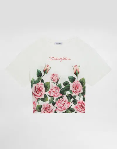 Dolce & Gabbana Jersey T-shirt With Rose Print