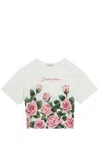 Dolce & Gabbana Floral Cotton T-shirt In Bianco Rosa
