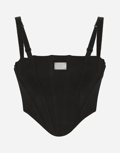 DOLCE & GABBANA JERSEY TOP WITH STRAPS AND THE DOLCE&GABBANA TAG