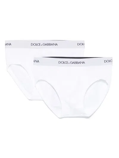 Dolce & Gabbana Kids' Jersey Trunks (pack Of Two) In White