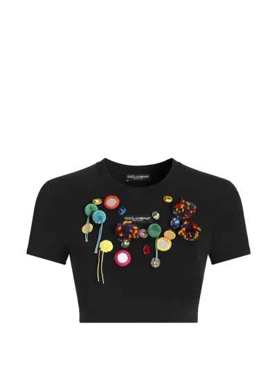 Dolce & Gabbana Jersey T-shirt With Applications In Black