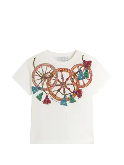 Dolce & Gabbana Babies' Jersey T-shirt With Applications In White