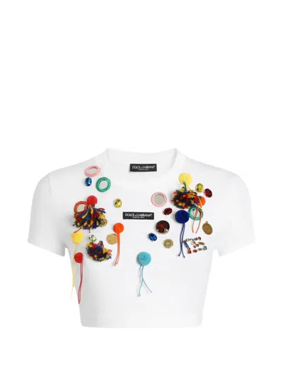 Dolce & Gabbana Jersey T-shirt With Applications In White