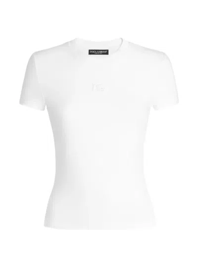 Dolce & Gabbana Jersey T-shirt With Dg Embroidery In White