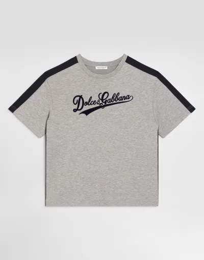 Dolce & Gabbana Kids' Jersey T-shirt With Logo In Gray
