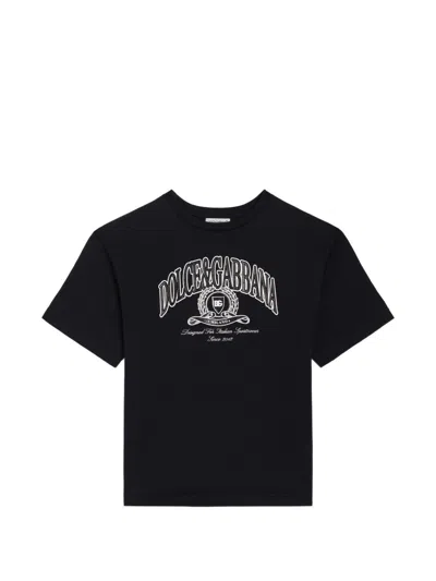 Dolce & Gabbana Kids' Jersey T-shirt With Logo In Black