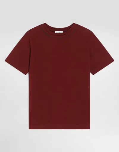 Dolce & Gabbana Jersey T-shirt With Logo In Burgundy