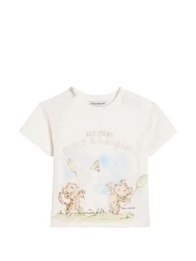 Dolce & Gabbana Babies' Jersey T-shirt With Logo In Multi