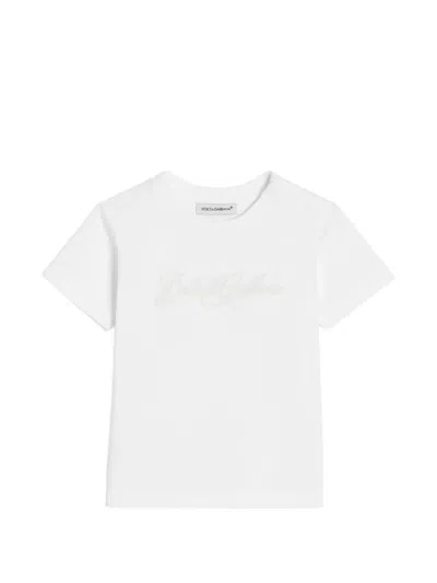 Dolce & Gabbana Babies' Jersey T-shirt With Logo In White