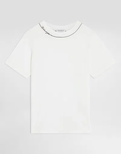 Dolce & Gabbana Kids' Jersey T-shirt With Logo In White