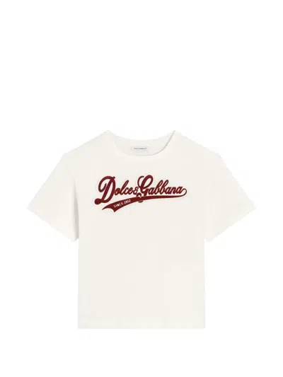 Dolce & Gabbana Kids' Jersey T-shirt With Logo In White