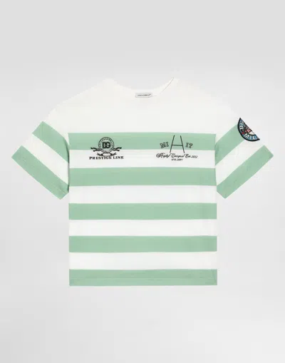 Dolce & Gabbana Kids' Jersey T-shirt With Military Print In Multi