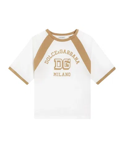 DOLCE & GABBANA JERSEY T-SHIRT WITH PRINT AND EMBROIDERY