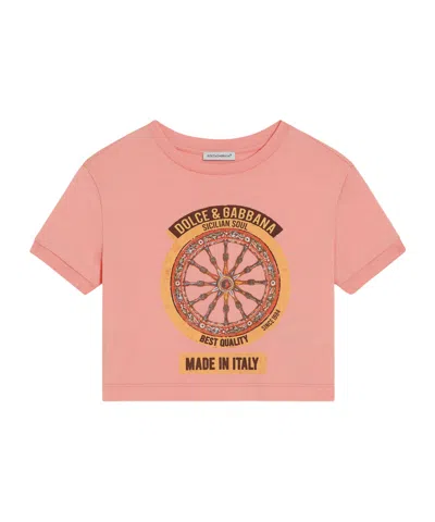 Dolce & Gabbana Jersey T-shirt With Print In Pink
