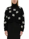 Dolce & Gabbana Intarsia Knit Logo Jumper In Nero