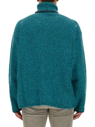 Dolce & Gabbana Intarsia Knit Dg Logo High-neck Sweater In Green