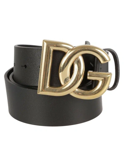 Dolce & Gabbana Jet Black Leather Belt