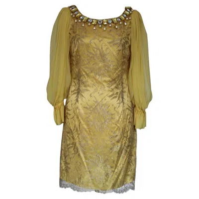 Pre-owned Dolce & Gabbana Jewel Dress Size 40 In Brown