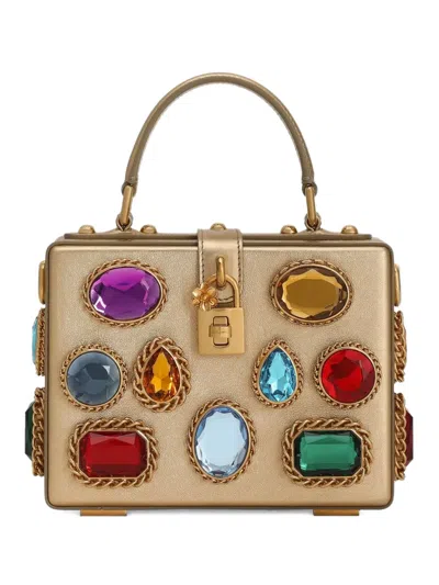 Dolce & Gabbana Jewel-embellished Box Tote Bag In Gold