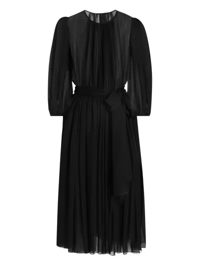 Dolce & Gabbana Chiffonkleid Mit Schmucksteinen In Black
