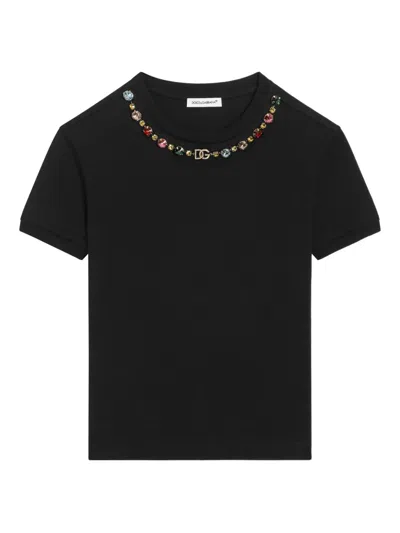 Dolce & Gabbana Kids' Jewel-embellished T-shirt In Black