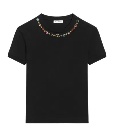 Dolce & Gabbana Jewel-embellished T-shirt In Black