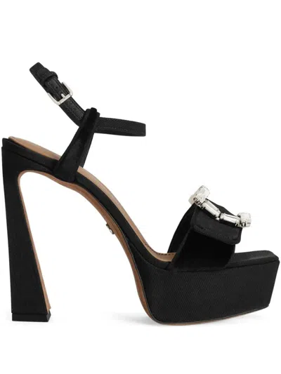 Dolce & Gabbana Platform Sandals High Heel Fabric Calfskin In Black