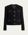 Dolce & Gabbana Jeweled Button Boucle Jacket In Black