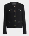 Dolce & Gabbana Jeweled Button Boucle Jacket In Black