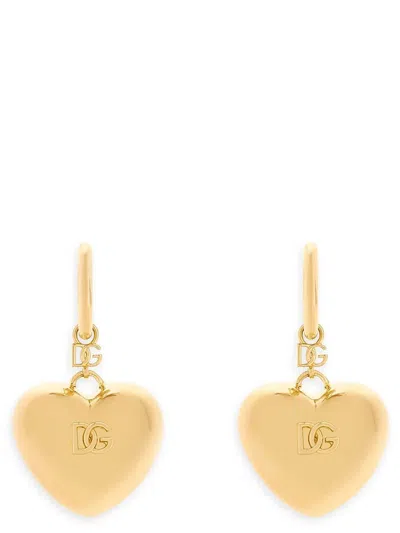 Dolce & Gabbana Heart Pendant Earrings In Gold