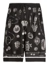 Dolce & Gabbana Medal-print Silk Twill Bermuda Shorts In Black