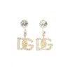 Dolce & Gabbana Crystal-embellished Logo Drop Earrings In Grey