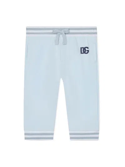 Dolce & Gabbana Mini Jogger Logo Trousers For Boys In Blue