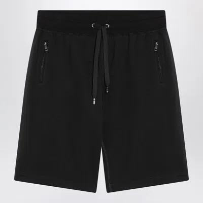 Dolce & Gabbana Jogging Bermuda Shorts With Logo Plaque In Black