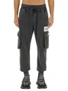 Dolce & Gabbana Logo-patch Tapered Cargo Trousers In Gray