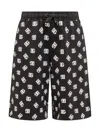 Dolce & Gabbana Dg Logo Print Cotton Shorts In Black