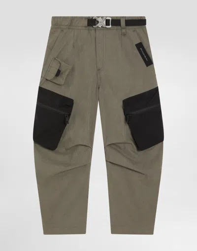 Dolce & Gabbana Kids' Jogging Trousers In Vintage Technical Canvas In Brown