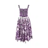 Dolce & Gabbana Long Poplin Dress With Majolica Print In Purple