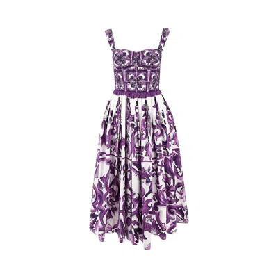 DOLCE & GABBANA JOLICA PRINT POPLIN MIDI DRESS
