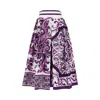 Dolce & Gabbana Women Maiolica Mix Print Poplin Pleated Skirt In Purple